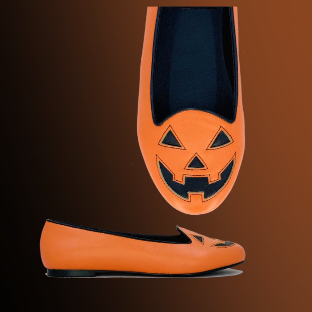 Lydia Jackolantern Halloween Spooky Retro Pinup Flat Matte Orange by Strangecvlt